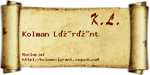 Kolman Lóránt névjegykártya